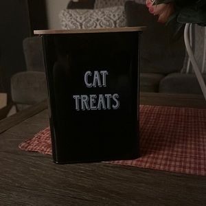 Farmhouse cat treat air tight storage box black metal